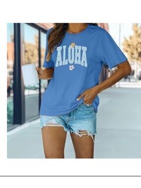Aloha Graphic Short Sleeve Tee - Blue